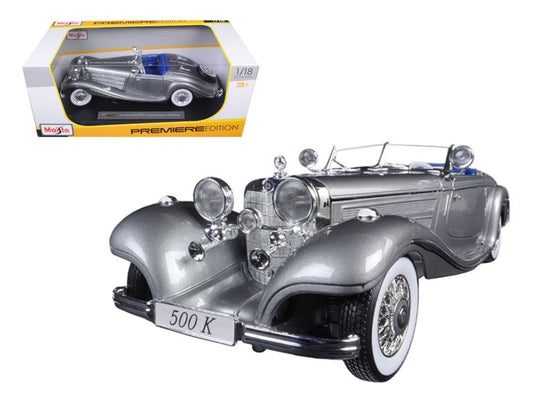 1936 Mercedes 500K Special Roadster Grey 1/18 Diecast Model Car - Premium Mercedes Models from Maisto - Just $87.29! Shop now at Rapidvehicles