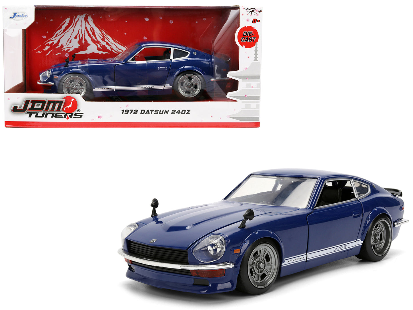 1972 Datsun 240Z Blue with White Stripes "JDM Tuners" Series 1/24 Diecast Model Car by Jada - Use code SHOPAPP15 to get 15 percent off