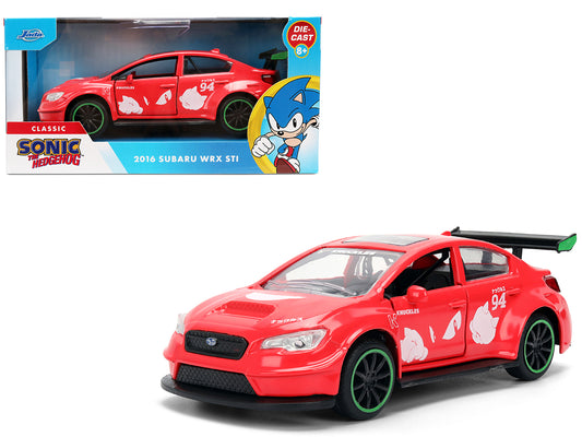 2016 Subaru WRX STI Red with "Knuckles" Graphics "Sonic the Hedgehog" (1991) Video Game "Hollywood Rides" Series 1/32 Diecast Model Car by Jada