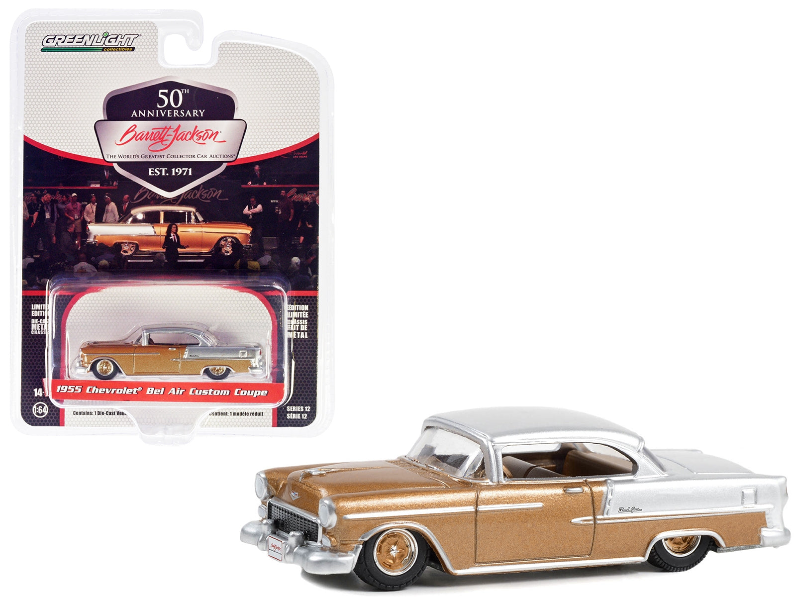 1955 Chevrolet Bel Air Custom Coupe Rose Gold Metallic and Silver - Premium Chevrolet Models from Greenlight - Just $26.09! Shop now at Rapidvehicles