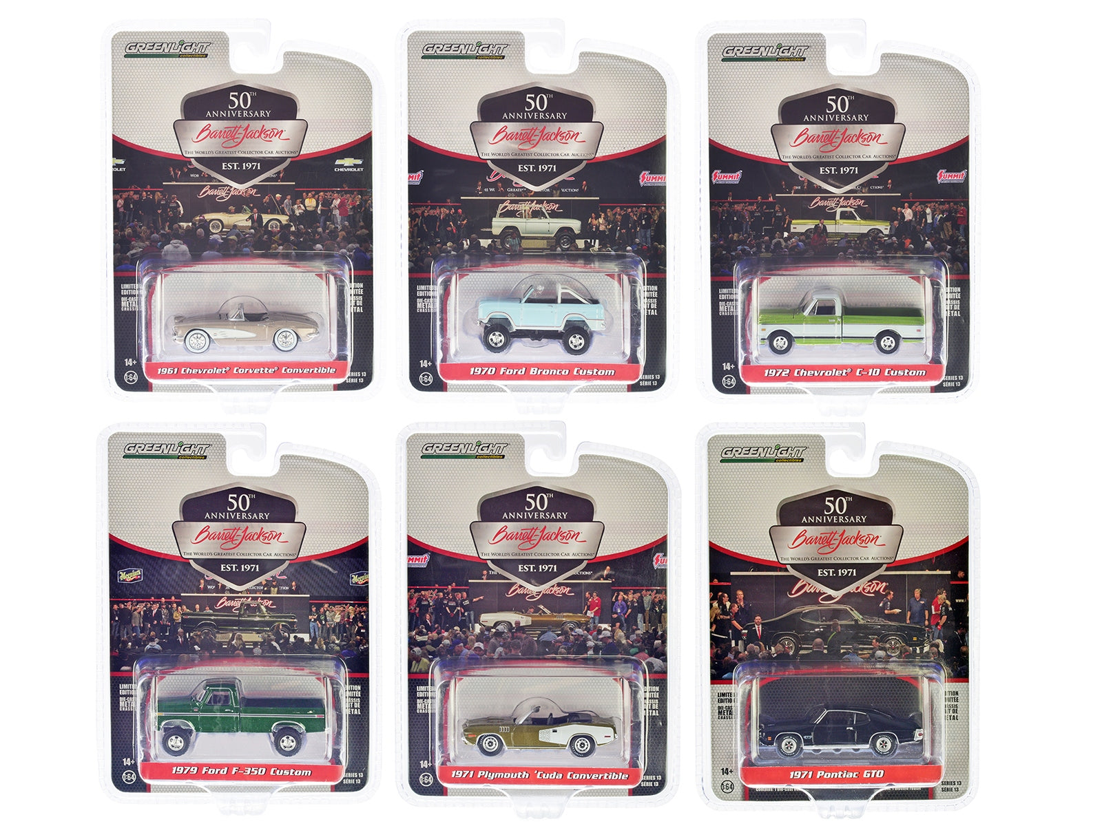 Barrett Jackson "Scottsdale Edition" Set of 6 Cars Series 13 1/64 Diecast Model Cars by Greenlight - Premium 1/64 Scale Sets from Greenlight - Just $74.35! Shop now at Rapidvehicles