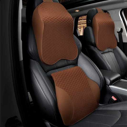 Color: Coffee, style: Set - Car Headrest Waist By Breathable Mesh - Premium Automobiles Seat Covers from Rapidvehicles - Just $73.99! Shop now at Rapidvehicles