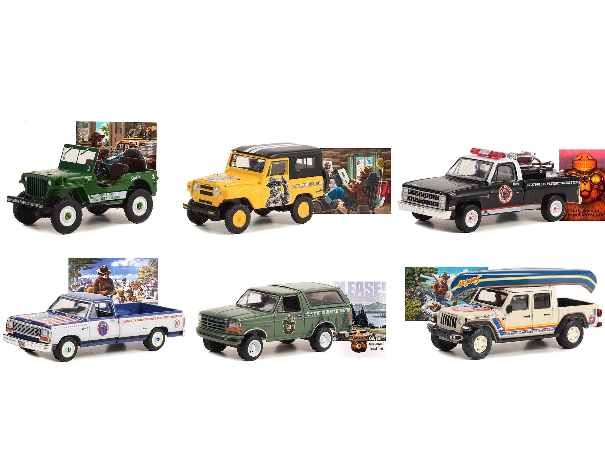 "Smokey Bear" Set of 6 Cars Series 2 1/64 Diecast Model Cars by Greenlight - Premium 1/64 Scale Sets from Greenlight - Just $74.35! Shop now at Rapidvehicles