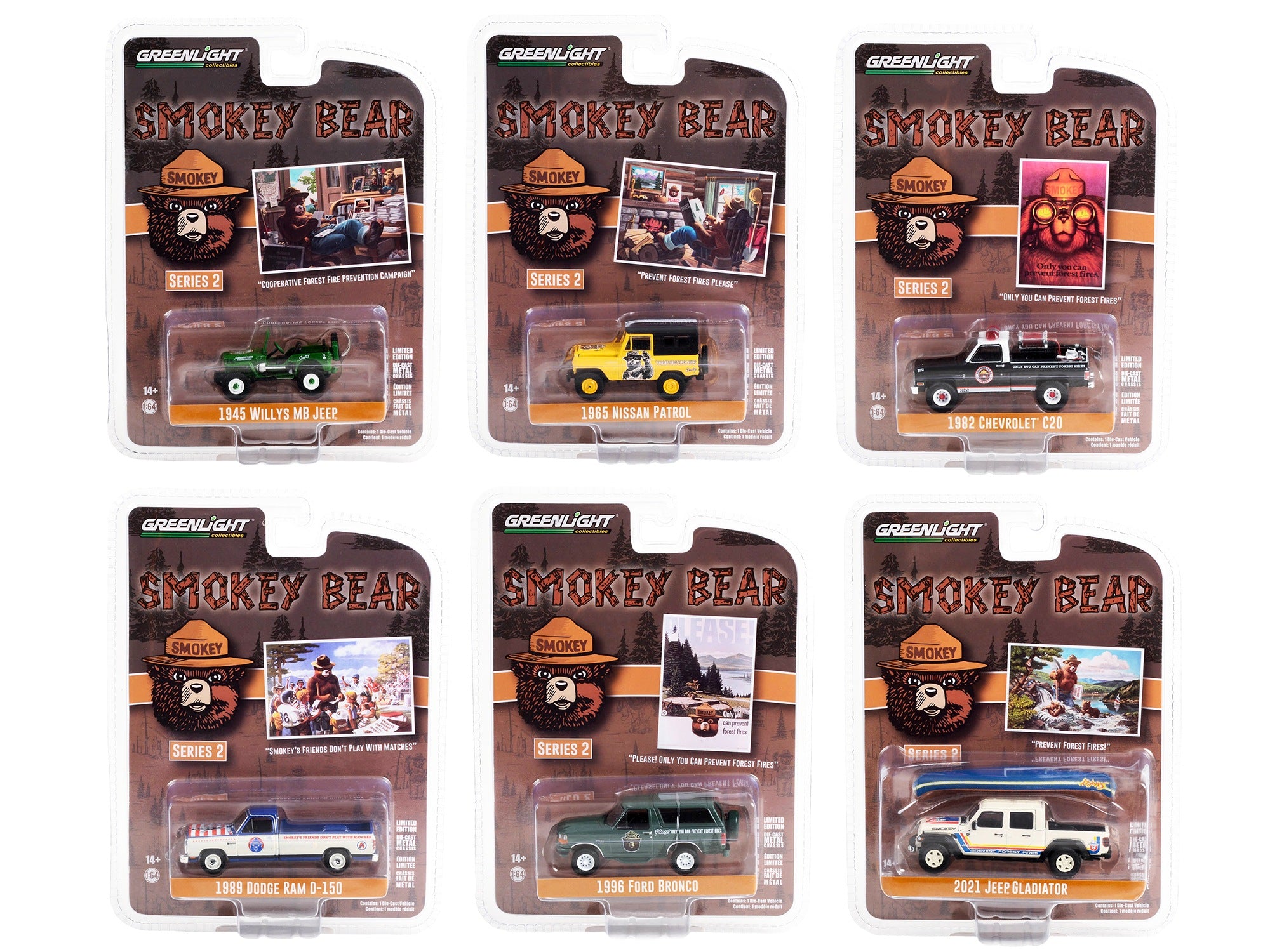 "Smokey Bear" Set of 6 Cars Series 2 1/64 Diecast Model Cars by Greenlight - Premium 1/64 Scale Sets from Greenlight - Just $74.99! Shop now at Rapidvehicles