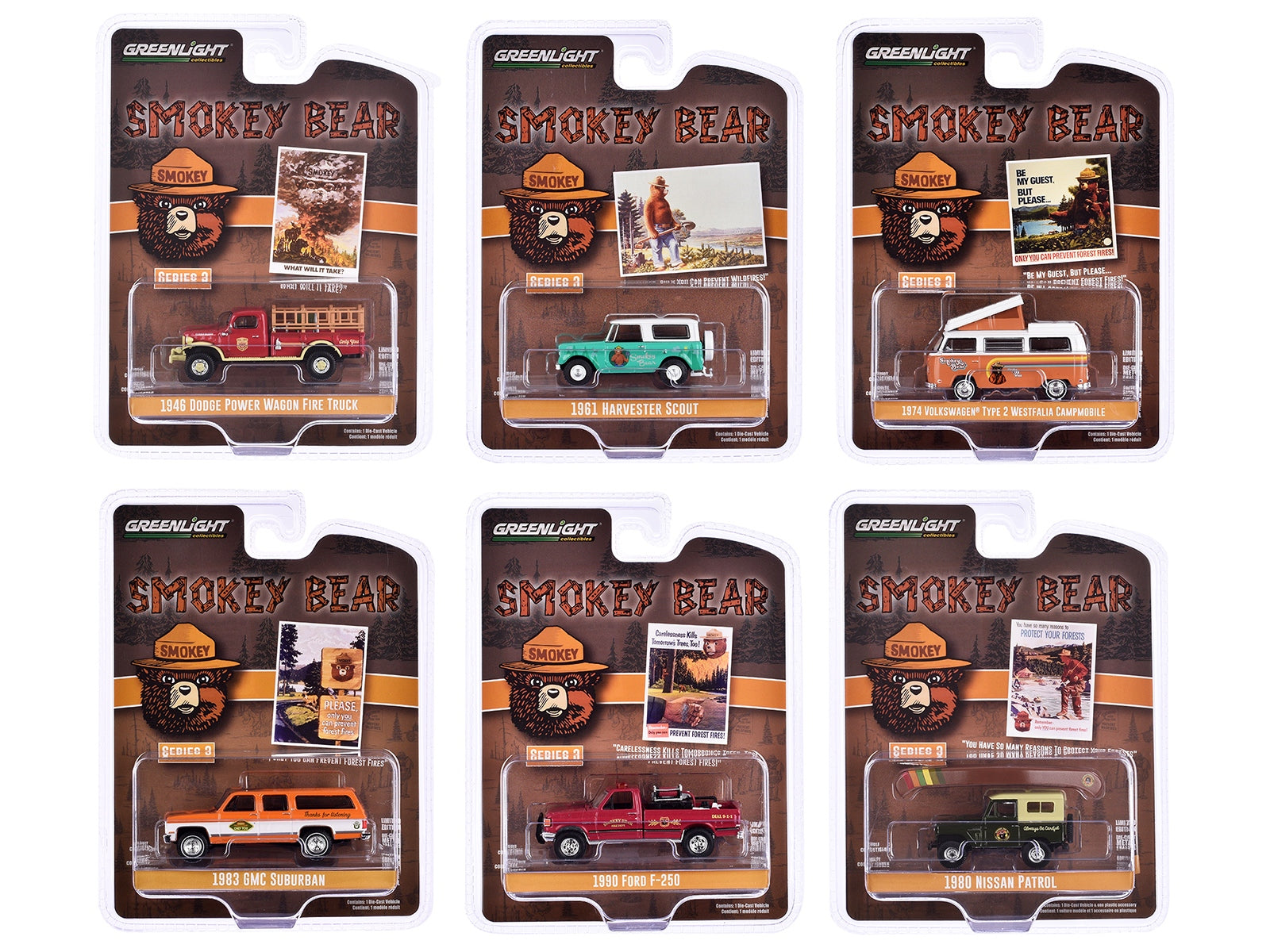 "Smokey Bear" Set of 6 Cars Series 3 1/64 Diecast Model Cars by Greenlight - Premium 1/64 Scale Sets from Greenlight - Just $69.99! Shop now at Rapidvehicles