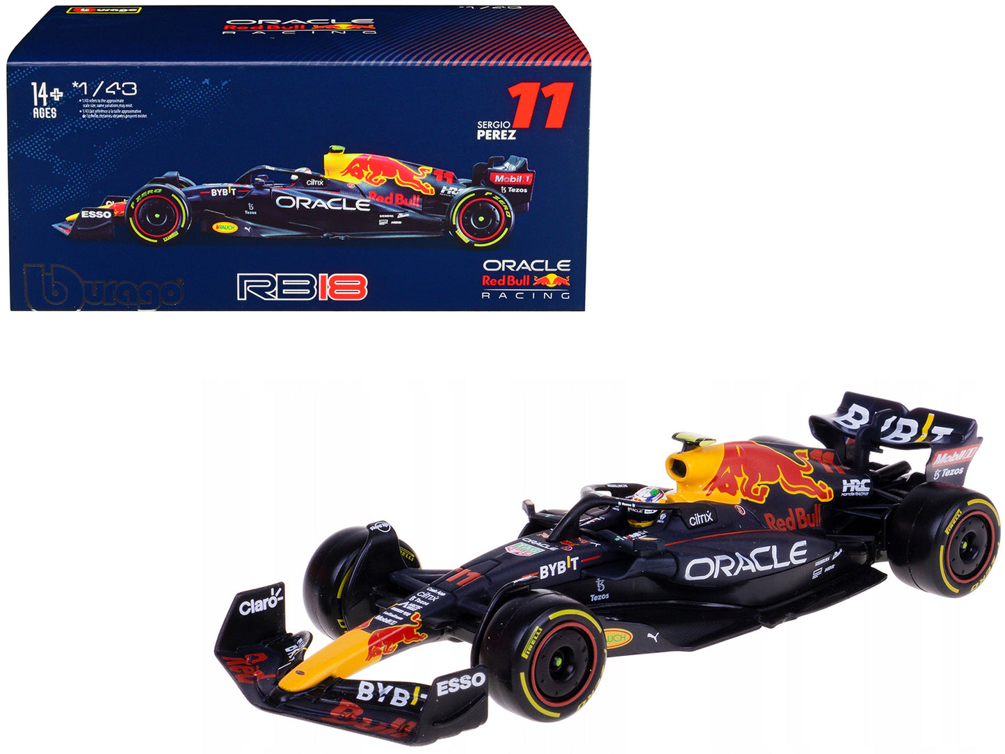 Red Bull Racing RB18 #11 Sergio Perez "Formula One F1 World Championship" (2022) with Display Case 1/43 Diecast Model Car by Bburago - Use code SHOPAPP15 to get 15 percent off