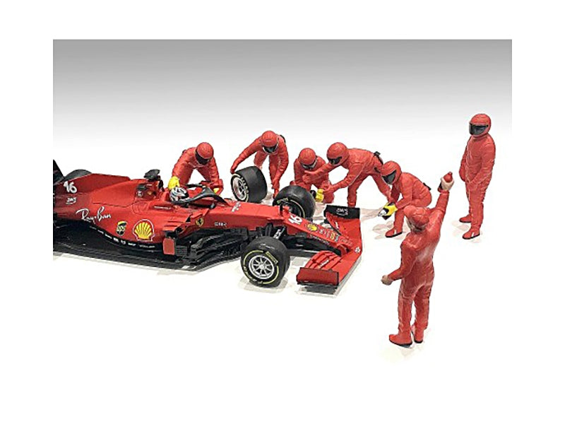 Formula One F1 Pit Crew 7 Figure Set Team Red Release III for