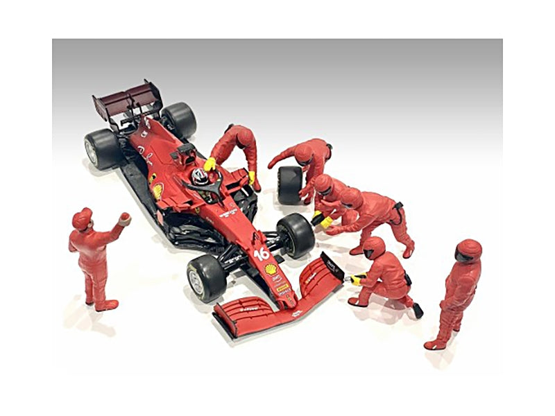 Formula One F1 Pit Crew 7 Figure Set Team Red Release III for