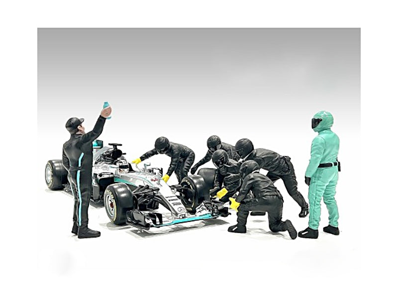 Formula One F1 Pit Crew 7 Figure Set Team Black Release III for - Premium Figures from American Diorama - Just $81.99! Shop now at Rapidvehicles