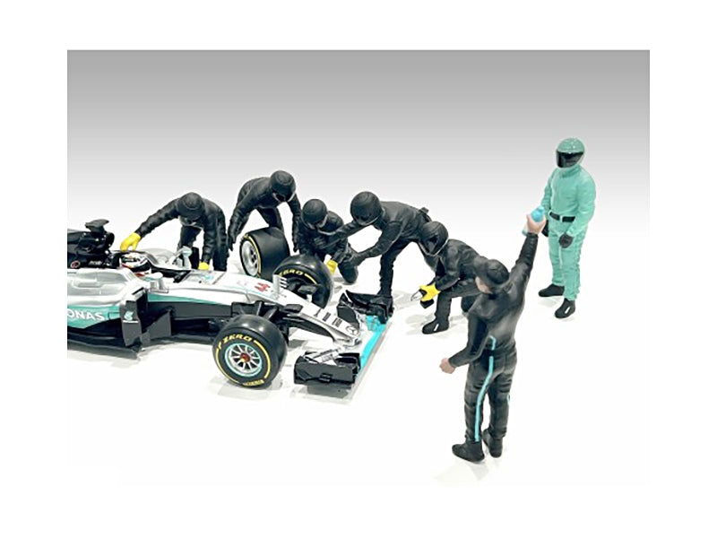 Formula One F1 Pit Crew 7 Figure Set Team Black Release III for - Premium Figures from American Diorama - Just $81.99! Shop now at Rapidvehicles