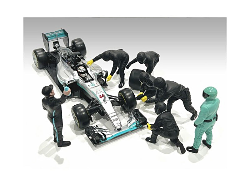 Formula One F1 Pit Crew 7 Figure Set Team Black Release III for - Premium Figures from American Diorama - Just $81.99! Shop now at Rapidvehicles