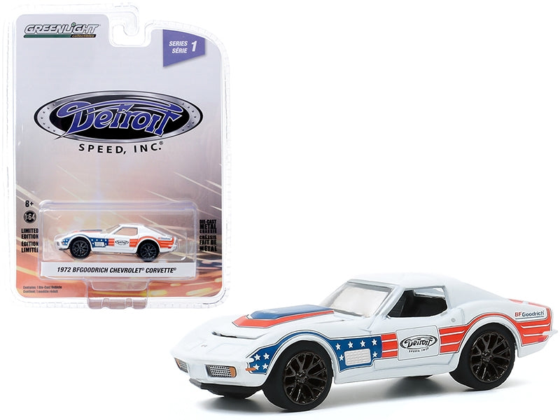 1972 Chevrolet Corvette "BFGoodrich" White with Red and Blue - Premium Corvette Models from Greenlight - Just $28.79! Shop now at Rapidvehicles