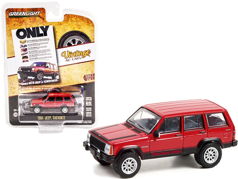 1984 Jeep Cherokee Chief Red with Black Stripes "Only in a Jeep Cherokee" "Vintage Ad Cars" Series 5 1/64 Diecast Model Car by Greenlight - Premium Jeep Models from Greenlight - Just $25.07! Shop now at Rapidvehicles