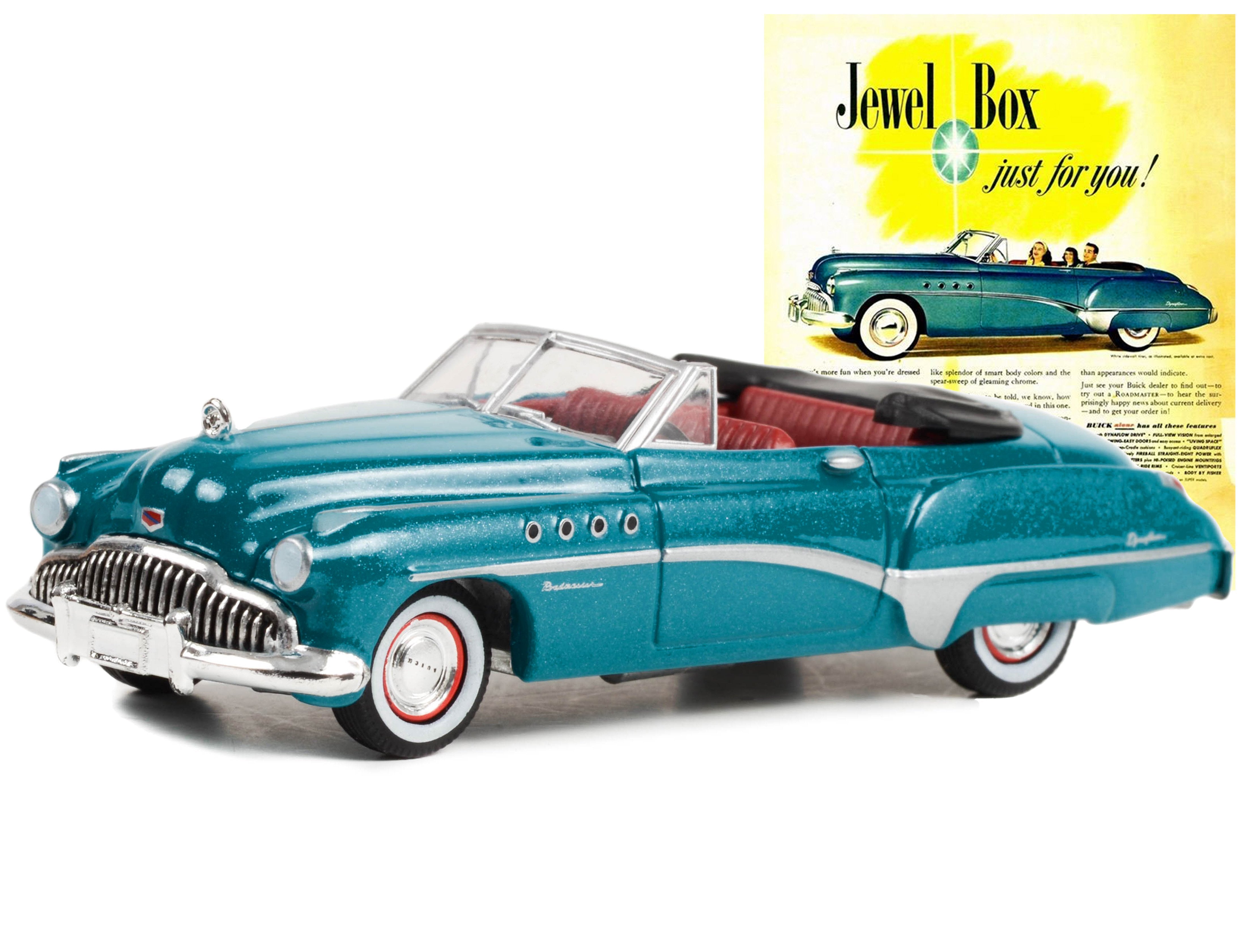 1949 Buick Roadmaster Blue Metallic with Red Interior "Jewel Box Just For You!" "Vintage Ad Cars" Series 8 1/64 Diecast Model Car by Greenlight - Premium Buick Models from Greenlight - Just $22.99! Shop now at Rapidvehicles