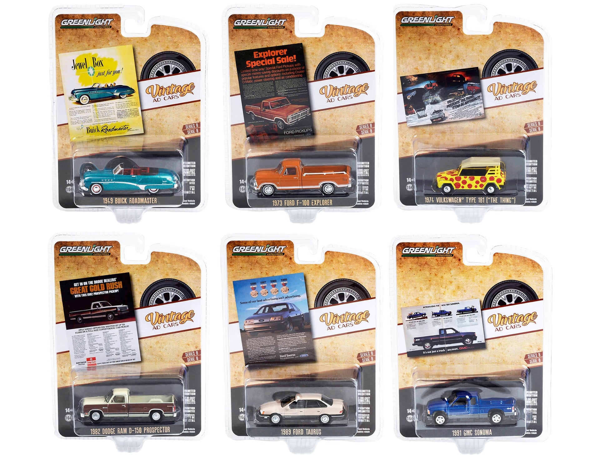 "Vintage Ad Cars" Set of 6 pieces Series 8 1/64 Diecast Model - Premium 1/64 Scale Sets from Greenlight - Just $80.99! Shop now at Rapidvehicles