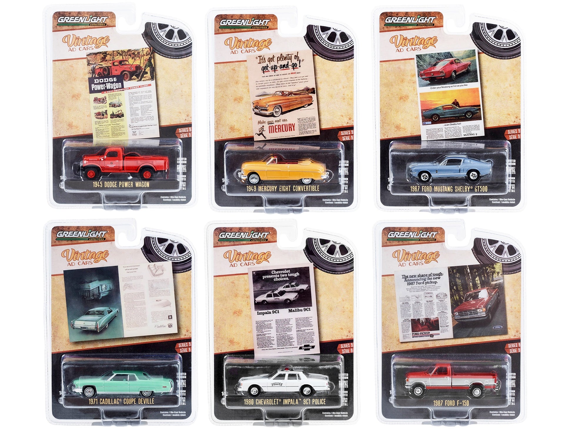 "Vintage Ad Cars" Set of 6 pieces Series 9  1/64 Diecast Model - Premium 1/64 Scale Sets from Greenlight - Just $80.99! Shop now at Rapidvehicles