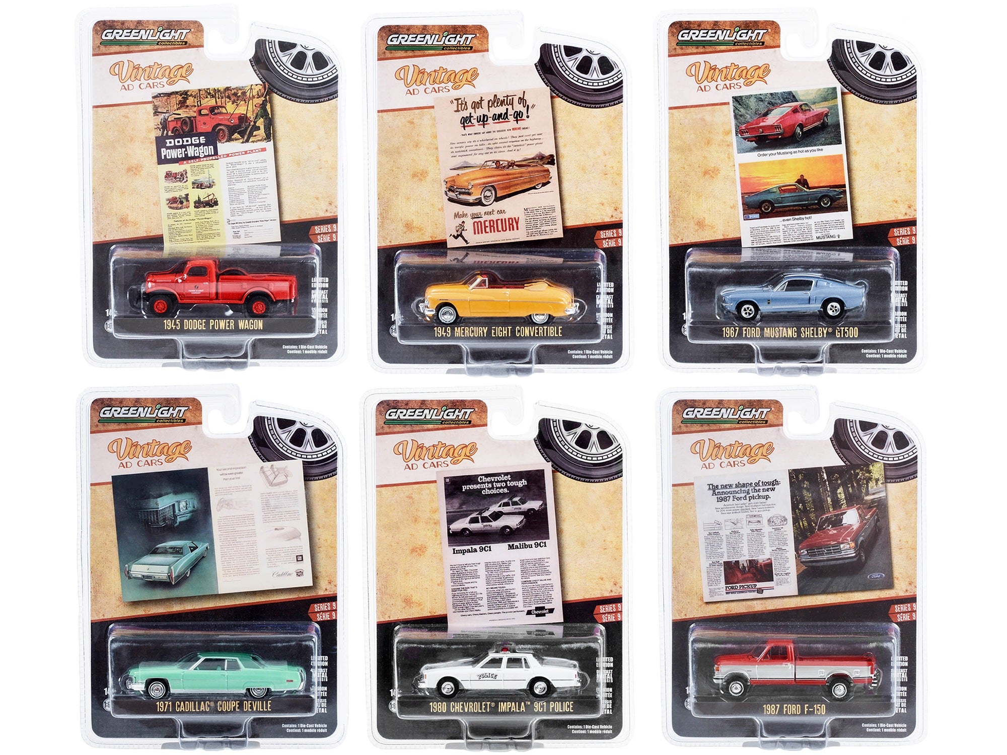 "Vintage Ad Cars" Set of 6 pieces Series 9  1/64 Diecast Model Cars by Greenlight - Premium 1/64 Scale Sets from Greenlight - Just $69.99! Shop now at Rapidvehicles