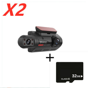 Color: Black with 32G Memory card 2PC - Hidden Driving Recorder 3 Inch IPS Screen, Front HD And Rear Non-Light Night Vision Dual Recording - Premium DVR/Dash Camera from Rapidvehicles - Just $111.11! Shop now at Rapidvehicles