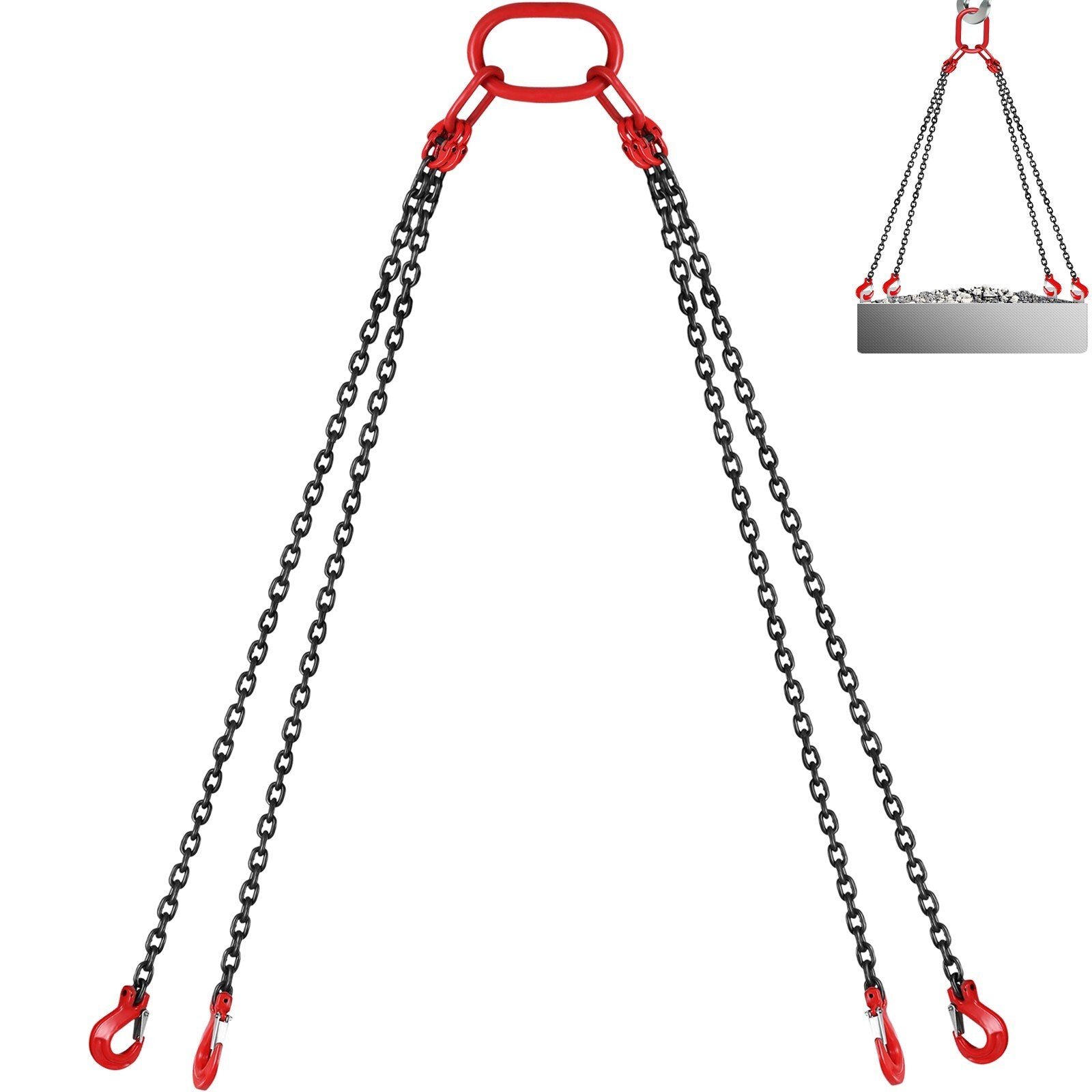 VEVOR 10FT Chain Sling 5/16 Inch X 10 FT Engine Lift Chain G80 Alloy Steel Engine Chain Hoist Lifts 3 Ton with 4 Leg Grab Hooks and Adjuster Used in Mining, Machinery, Ports, Building - Premium Tow Chain from VEVOR - Just $110.59! Shop now at Rapidvehicles