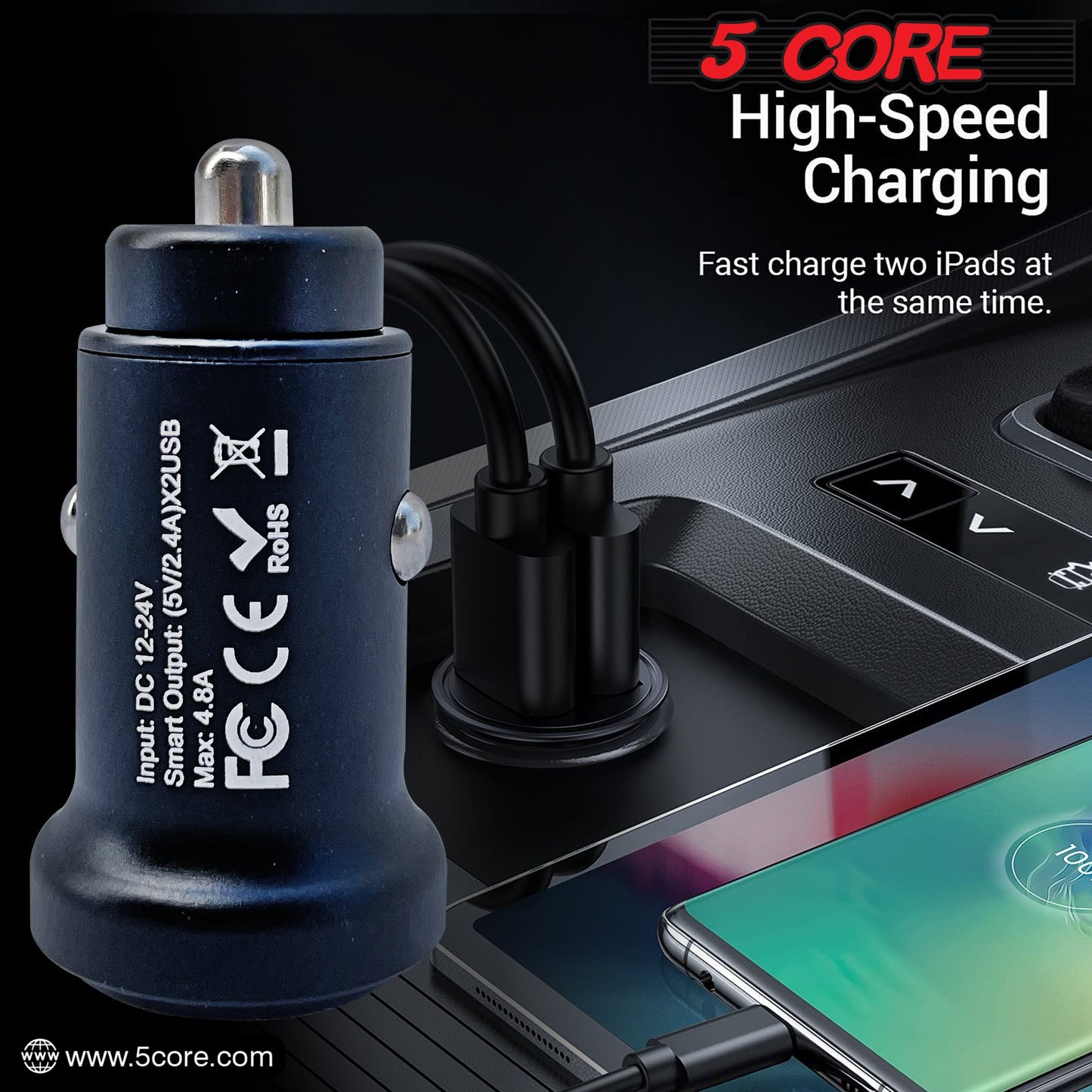 5Core USB Car Charger 2 Pack Cigarette Lighter Dual USB Port - Premium Audio & Video from Violet Rose - Just $19.79! Shop now at Rapidvehicles