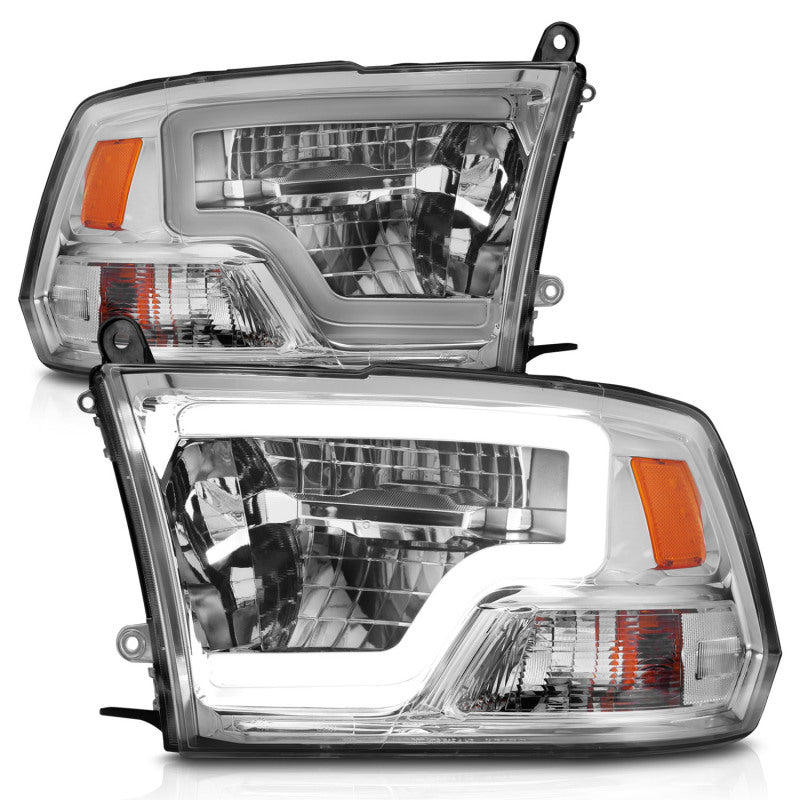 ANZO 2009-2020 Dodge Ram 1500 Full LED Square Projector Headlights w/ Chrome Housing Chrome Amber 111540
