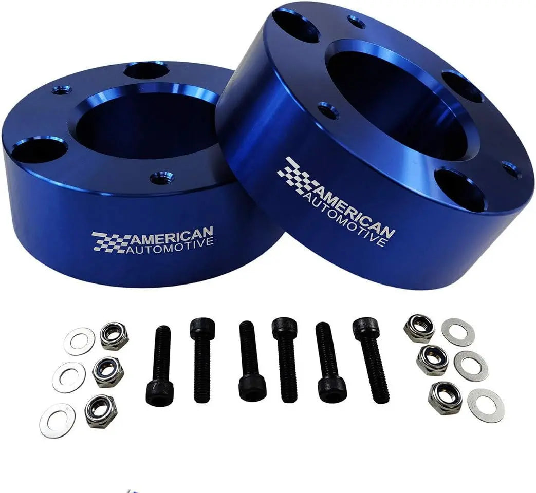 Full Lift Kit Compatible Compatible 2007+ Silverado & Sierra 1500 3" Front Lift Strut Spacers + 2.5" Rear Lift Blocks + Square Bend U-Bolts 2WD 4WD (Blue)