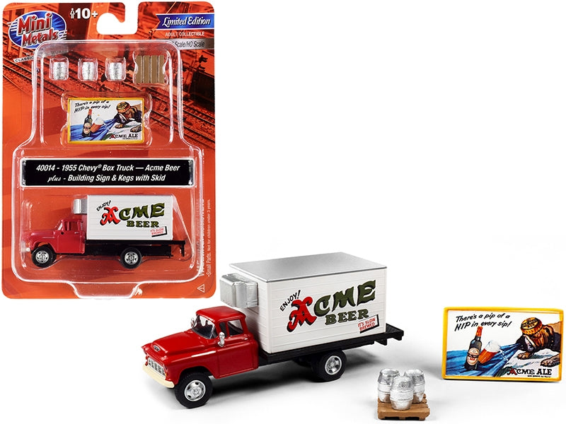 1955 Chevrolet Box Truck Red and White with Building Sign and 3FREE SHIPPING IN US - Premium Chevrolet Models from Classic Metal Works - Just $59.39! Shop now at Rapidvehicles