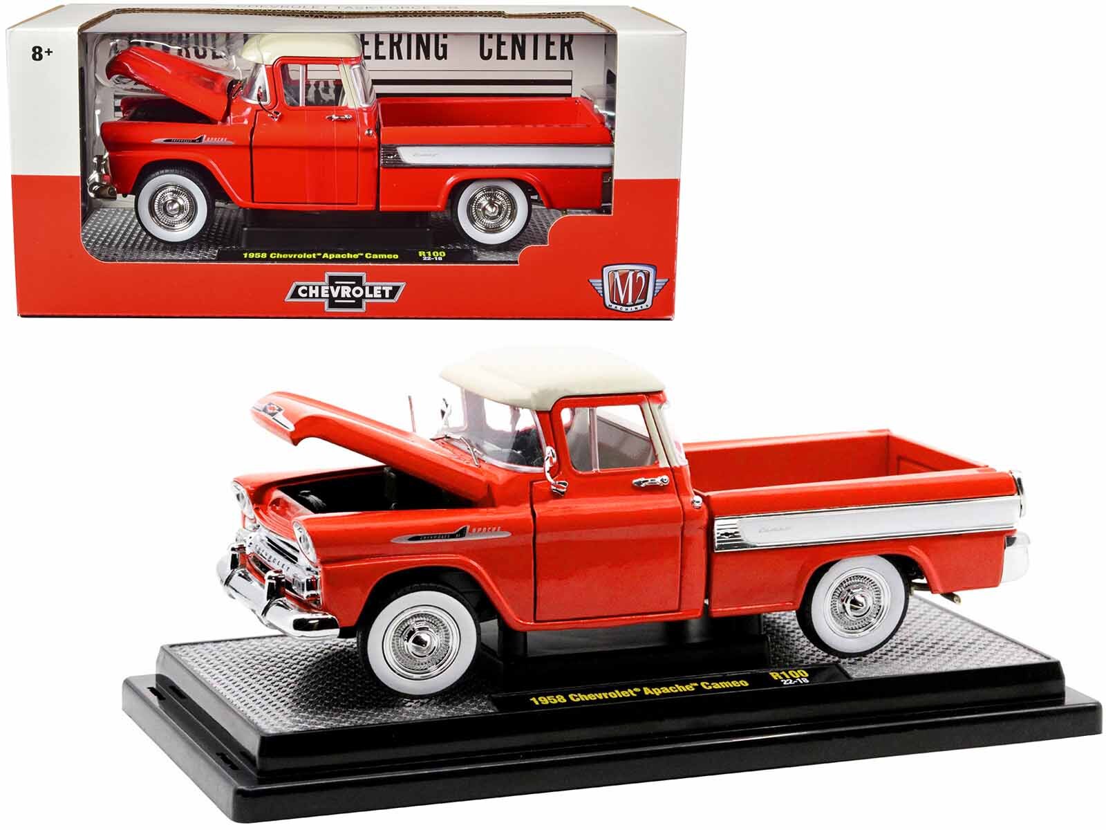 1958 Chevrolet Apache Cameo Pickup Truck Cardinal Red with Wimbledon White Top Limited Edition to 6550 pieces Worldwide 1/24 Diecast Model Car by M2 Machines - Premium Pickup Trucks Models from M2 - Just $61.99! Shop now at Rapidvehicles