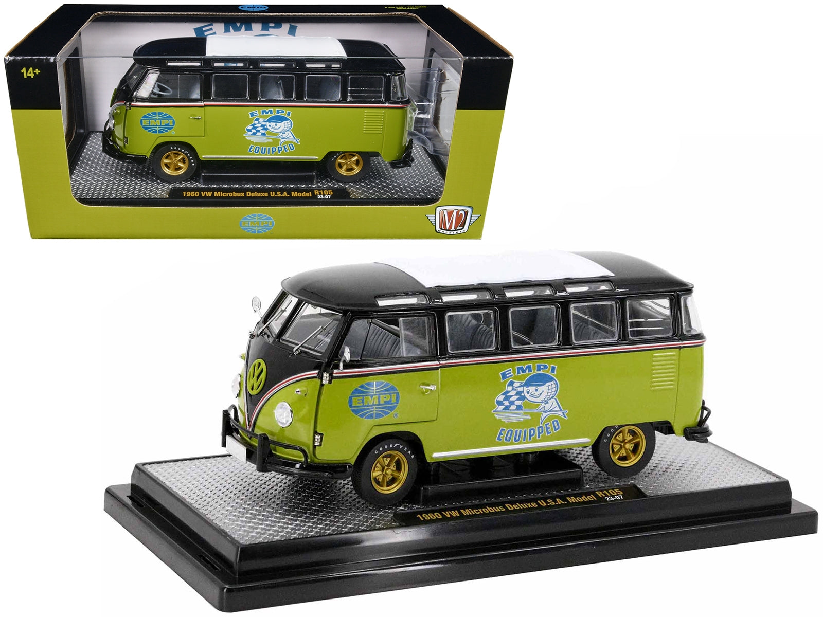 1960 Volkswagen Microbus Deluxe U.S.A. Model Lime Green and Black "EMPI Equipped" Limited Edition to 6550 pieces Worldwide 1/24 Diecast Model Car by M2 Machines - Premium Volkswagen Models from M2 - Just $56.69! Shop now at Rapidvehicles