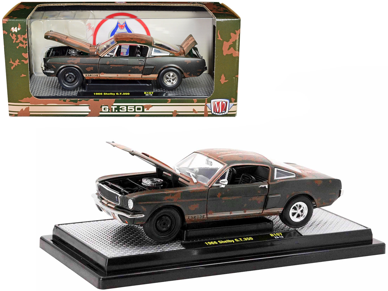 1966 Shelby GT350 Ivy Green with Wimbledon White Stripes (Rusted) Limited Edition to 5250 pieces Worldwide 1/24 Diecast Model Car by M2 Machines - Premium Shelby Models from M2 - Just $61.06! Shop now at Rapidvehicles