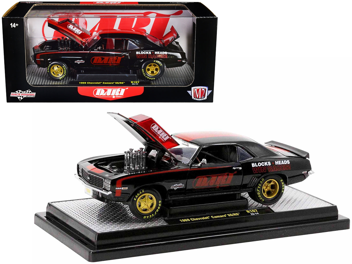 1969 Chevrolet Camaro SS 396 Black with Bright Red Stripes "DartFREE SHIPPING IN US - Premium Chevrolet Models from M2 - Just $67.49! Shop now at Rapidvehicles