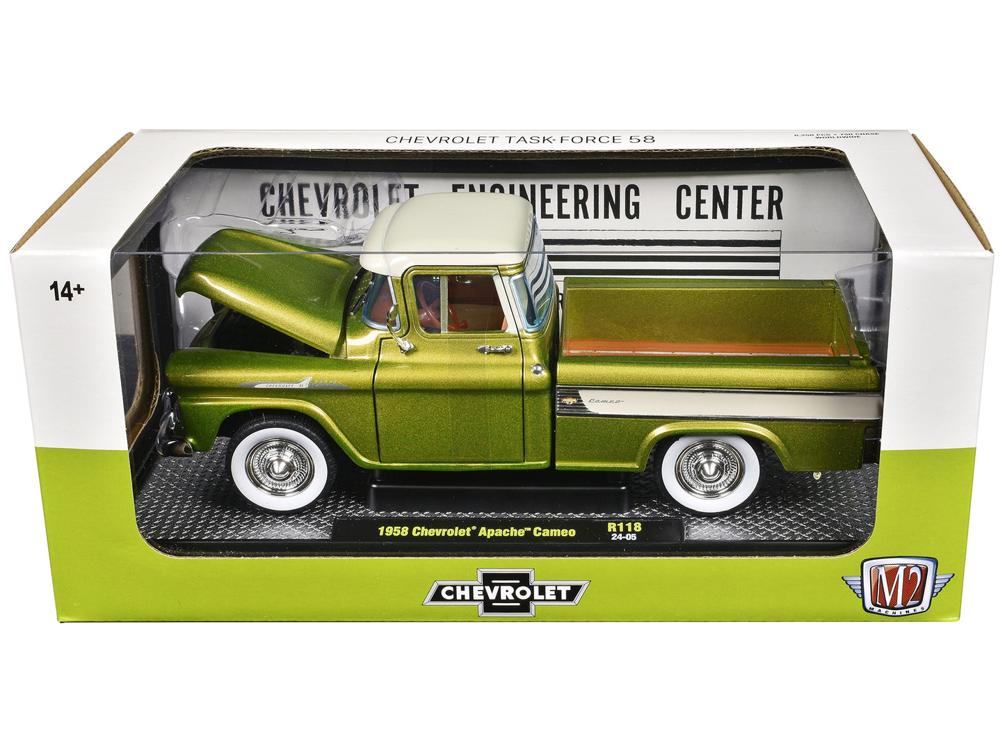 1958 Chevrolet Apache Cameo Pickup Truck Olive Green Metallic - Premium Pickup Trucks Models from M2 - Just $67.49! Shop now at Rapidvehicles