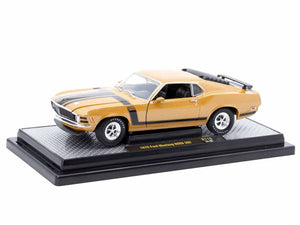 1970 Ford Mustang BOSS 302 Gold Metallic with Black Stripes Limited Edition to 6250 pieces Worldwide 1/24 Diecast Model Car by M2 Machines - Premium Ford Models from M2 - Just $61.06! Shop now at Rapidvehicles