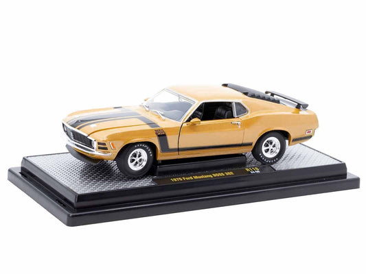 1970 Ford Mustang BOSS 302 Gold Metallic with Black Stripes - Premium Ford Models from M2 - Just $59.39! Shop now at Rapidvehicles