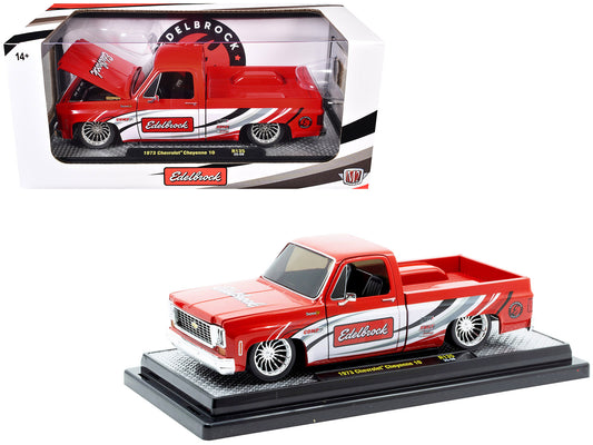 1973 Chevrolet Cheyenne 10 Pickup Truck "Edelbrock" Red with Graphics Limited Edition to 7850 pieces Worldwide 1/24 Diecast Model Car by M2 Machines