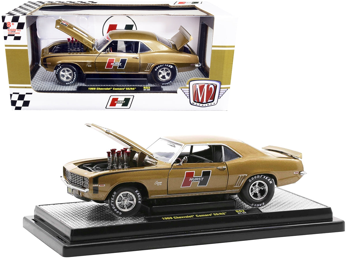 1969 Chevrolet Camaro SS/RS Gold Metallic with Black Stripes - Premium Chevrolet Models from M2 - Just $67.49! Shop now at Rapidvehicles