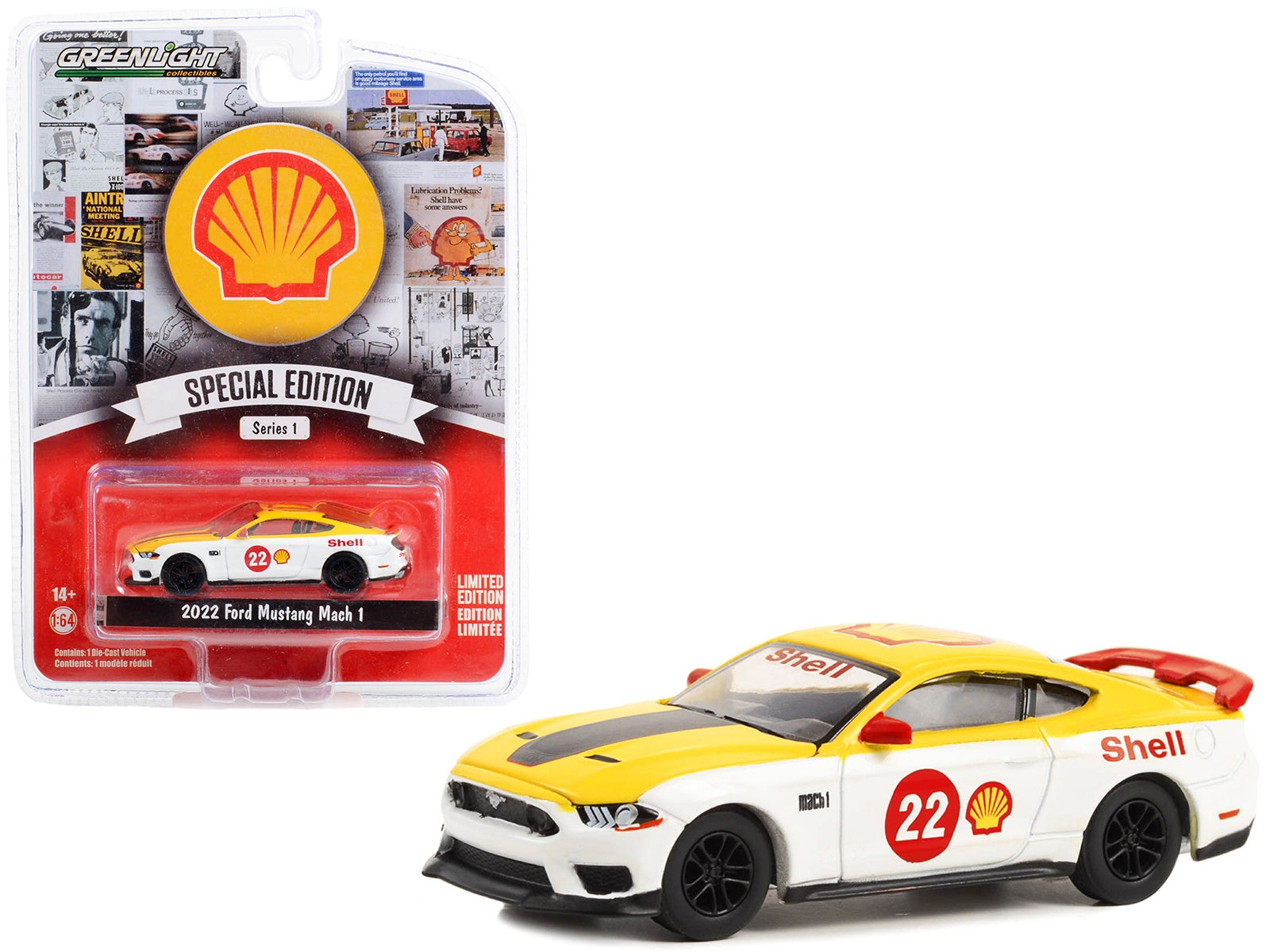 2022 Ford Mustang Mach 1 #22 Yellow and White "Shell Racing" - Premium Mustang Models from Greenlight - Just $26.09! Shop now at Rapidvehicles