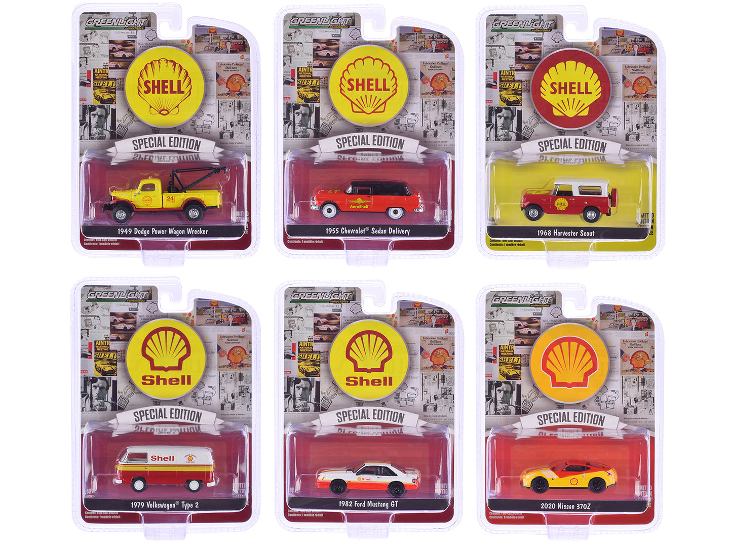 "Shell Oil Special Edition" Series 2 Set of 6 pieces 1/64 Diecast Model Cars by Greenlight