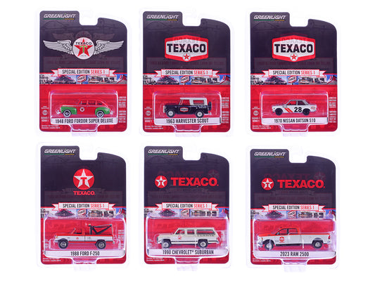 "Texaco Special Edition" Series 1 Set of 6 pieces 1/64 Diecast Model Cars by Greenlight free shipping USA
