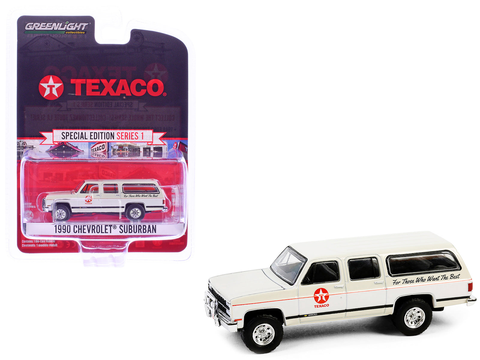 1990 Chevrolet Suburban "Texaco" Cream and White "Texaco Special Edition" Series 1 1/64 Diecast Model Car by Greenlight free shipping USA
