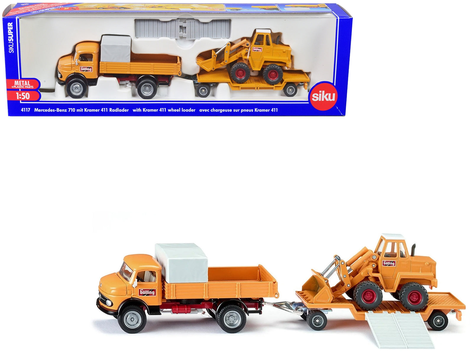 Mercedes-Benz 710 Truck Yellow and Kramer 411 Wheel Loader Yellow - Premium Mercedes Models from SIKU - Just $104.99! Shop now at Rapidvehicles