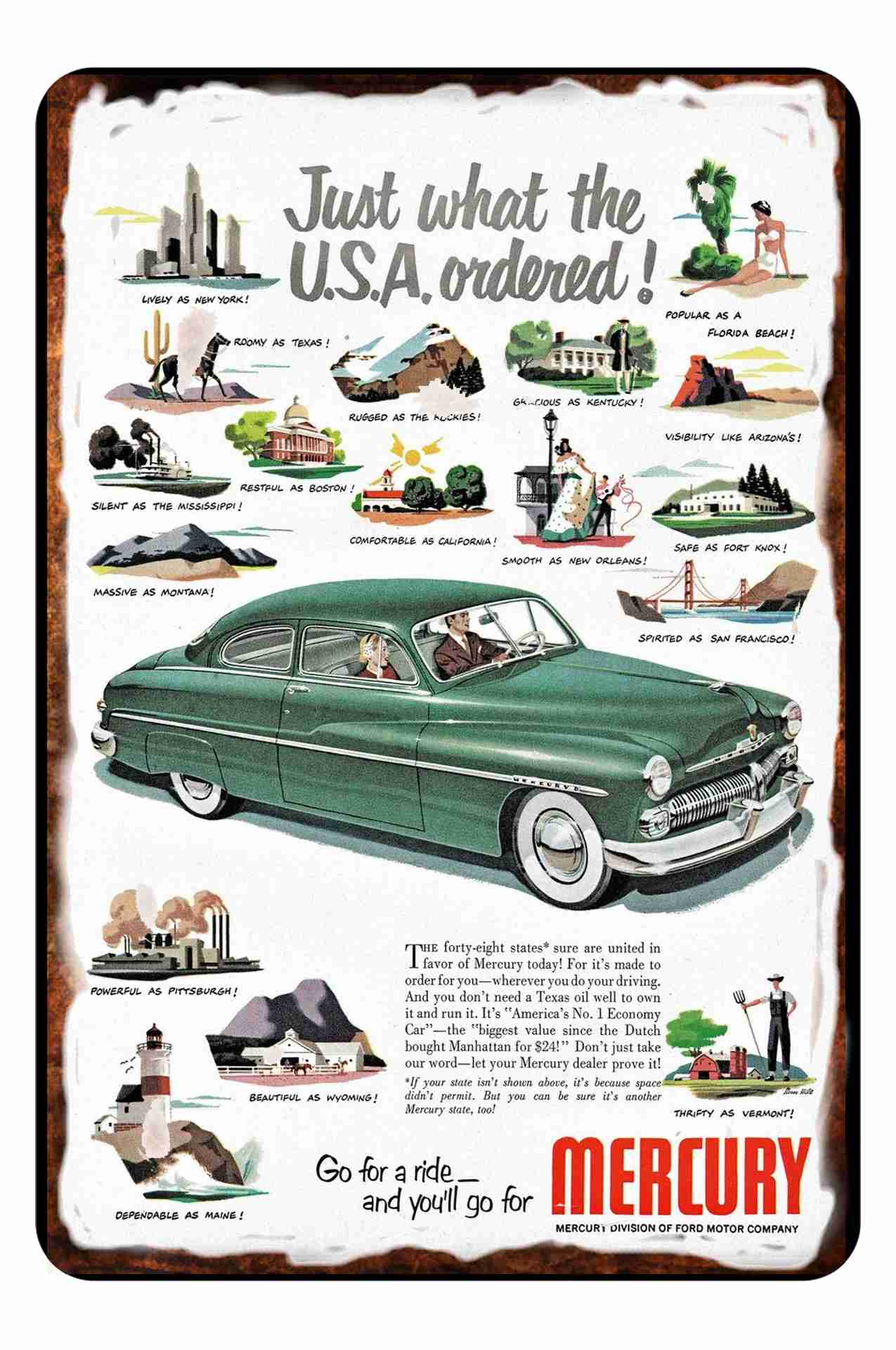 1960 Mercury Classic Car Ad Metal  8 x 12 inch Tin Sign - Premium Home & Garden from Maroon Cassiopeia - Just $11.99! Shop now at Rapidvehicles