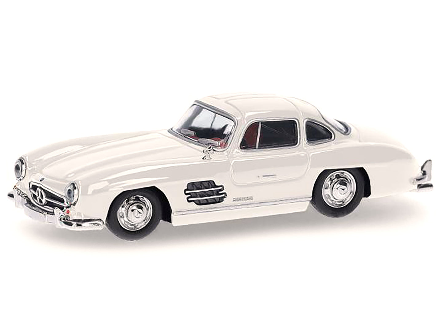 Mercedes-Benz 300 SL Gullwing White with Red Interior 1/87 (HO) Plastic Model Car by Promotex
