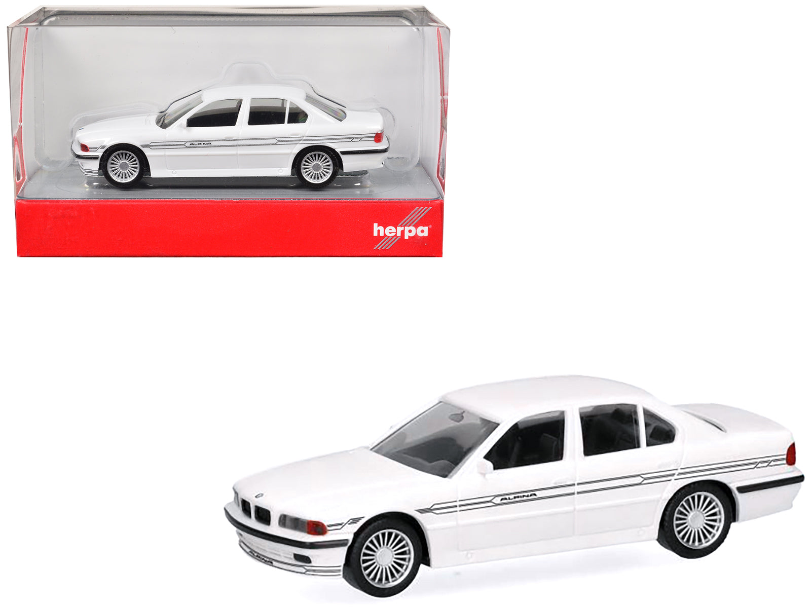 BMW Alpina B12 White 1/87 (HO) Plastic Model Car by Herpa free shipping USA