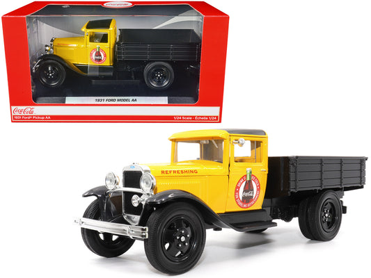 1931 Ford Model AA Pickup Truck Yellow and Black "Drink it Ice Cold for Sparkling Refreshment - Coca-Cola" 1/24 Diecast Model Car by Motor City Classics free shipping USA