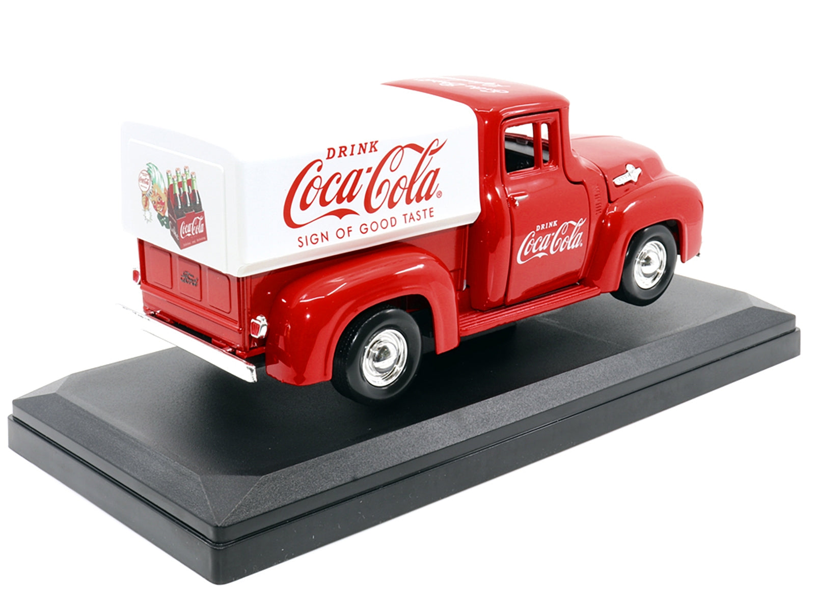 1955 Ford F-100 Pickup Truck Red with White Canopy "Drink - Premium Ford Models from Motorcity Classics - Just $81.99! Shop now at Rapidvehicles