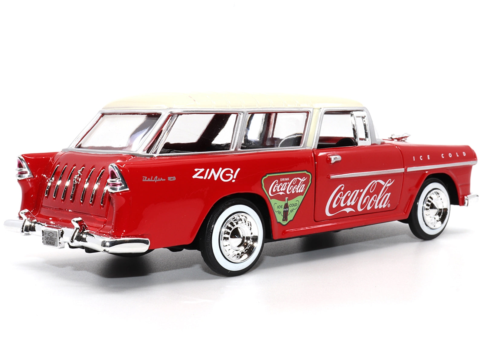 1955 Chevrolet Bel Air Nomad Red with White Top "Coca-Cola" 1/24 Diecast Model Car by Motor City Classics - Premium Coca Cola Models from Motorcity Classics - Just $67.99! Shop now at Rapidvehicles