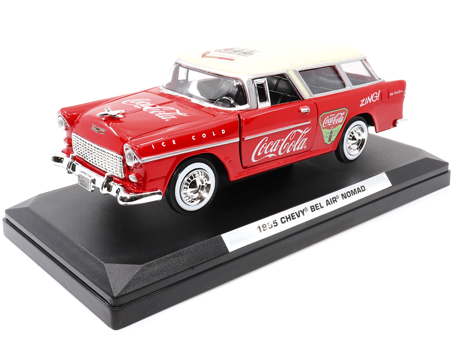 1955 Chevrolet Bel Air Nomad Red with White Top "Coca-Cola" 1/24 Diecast Model Car by Motor City Classics - Premium Coca Cola Models from Motorcity Classics - Just $67.47! Shop now at Rapidvehicles