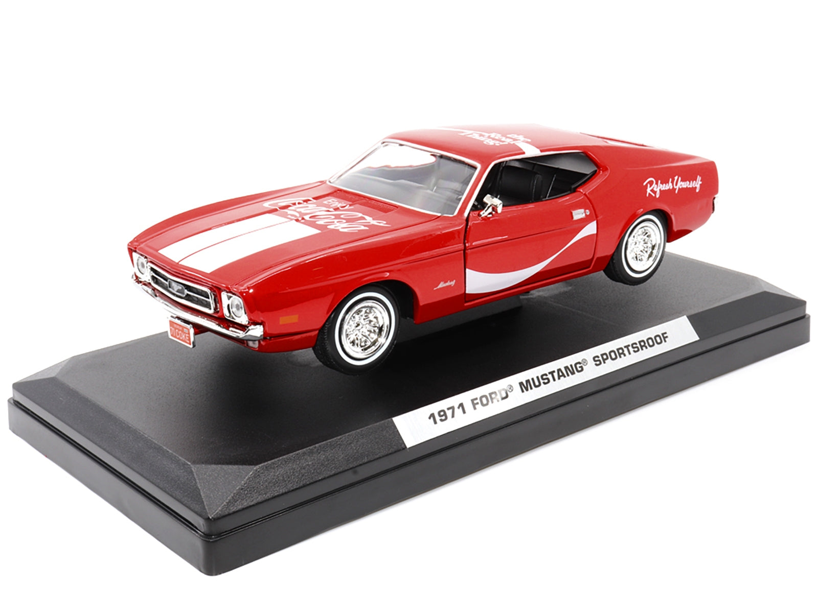 1971 Ford Mustang Sportsroof Red with White Stripes "Refresh - Premium Ford Models from Motorcity Classics - Just $81.99! Shop now at Rapidvehicles