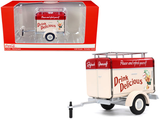 Travel Trailer Cream with Red Top "Pause and Refresh Yourself Drink Delicious Coca-Cola" 1/24 Diecast Model Car by Motor City Classics free shipping USA